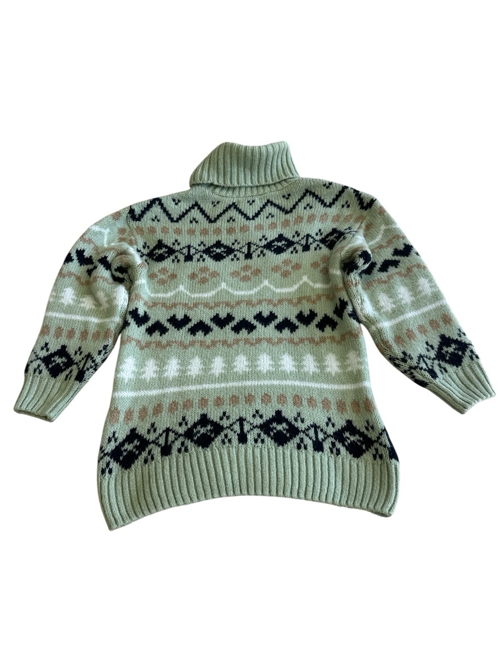 Anthropologie Fair Isle Oversized Turtleneck Sweater in Green - Picture 6 of 12